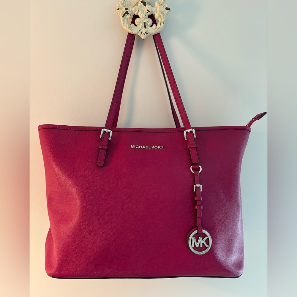 Michael Kors Hot Pink Saffiano Leather Large Tote